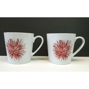Pair Starbucks Coffee Mugs Cups Red Starburst Fireworks 2014 17.8 fluid oz 525ml